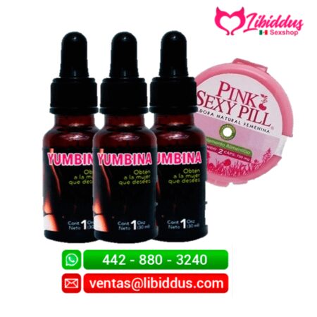 3 Yumbina Gotas Afrodisíacas Femeninas + Pink Sexy Pill de Regalo 30 ml